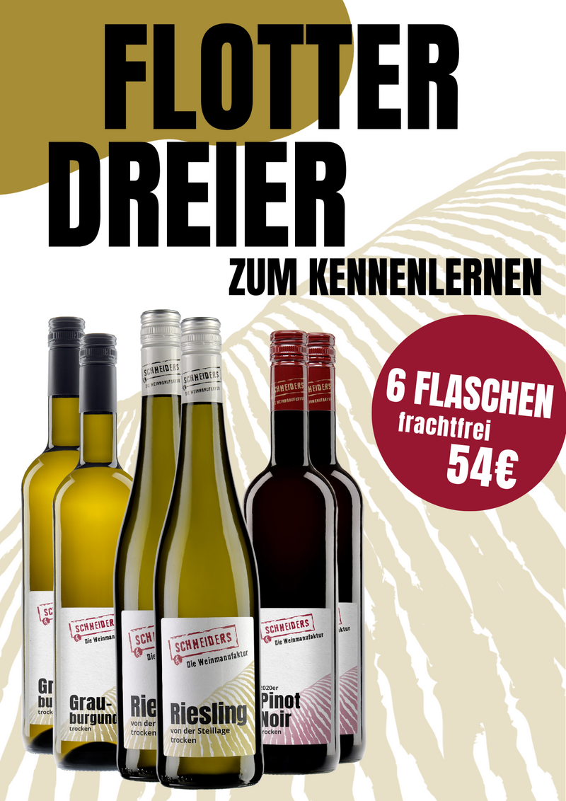 Flotter Dreier, zum Kennenlernen (3 Rebsorten/versandkostenfrei) - Die Weinmanufaktur